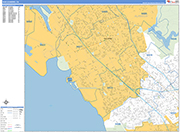 San Leandro  Wall Map Basic Style